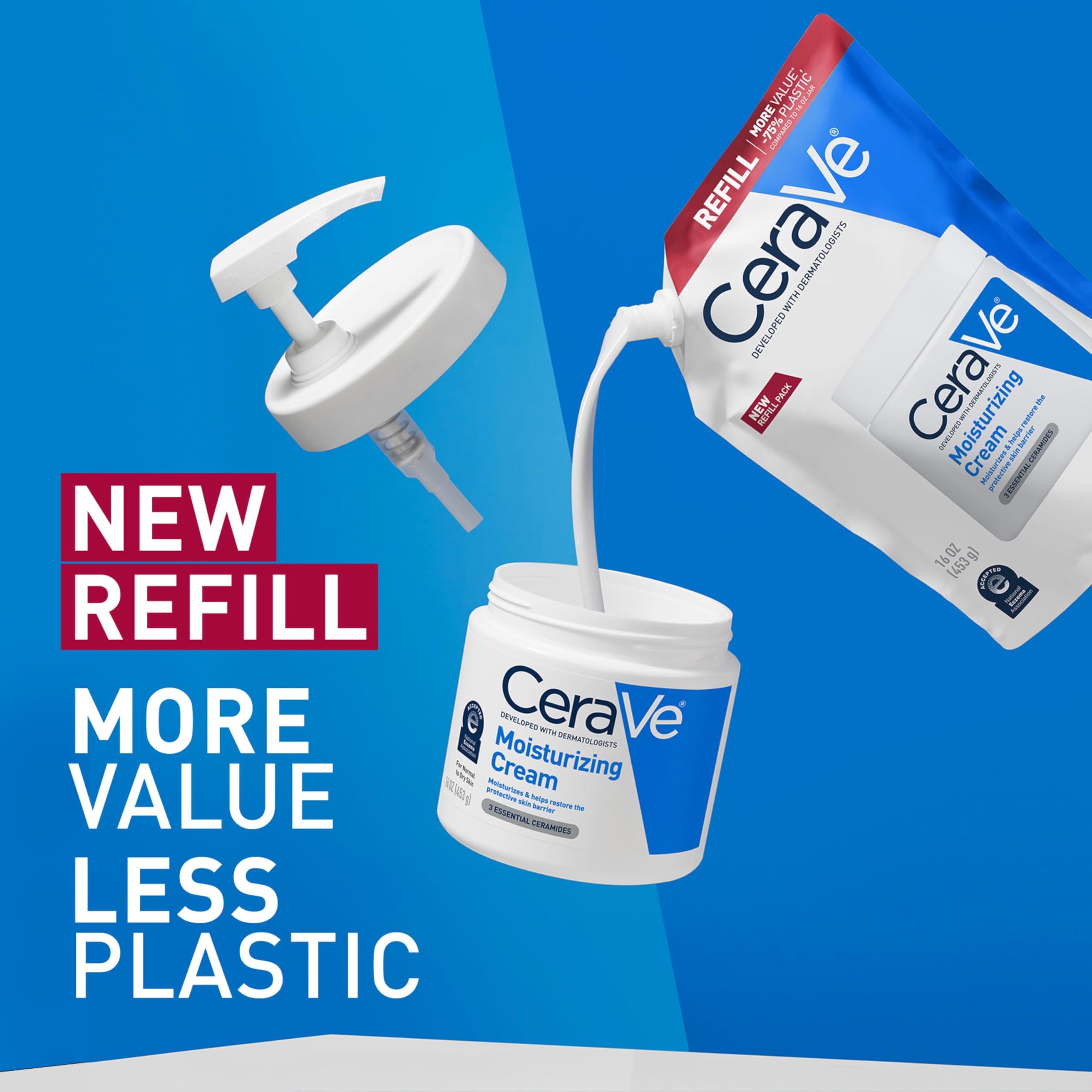 CeraVe Moisturizing Cream, Body and Face Moisturizer for Dry Skin, Body Cream with Hyaluronic Acid and Ceramides, Daily Moisturizer, Oil-Free, Fragrance Free, Non-Comedogenic, 19 Ounce: 16 Ounce (Pack of 1)