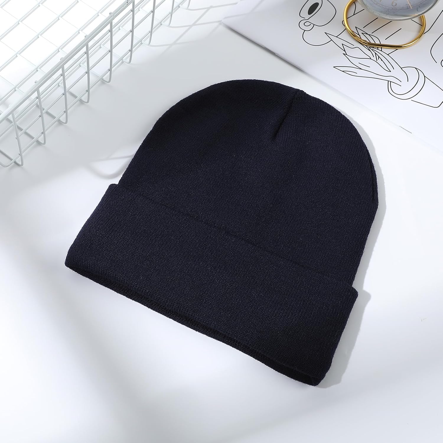 Satin Lined Beanie Hats for Women Men Knit Acrylic Beanie Winter Hat Silk Lining Soft Slouchy Warm Cuffed Beanie Hat - Image 8