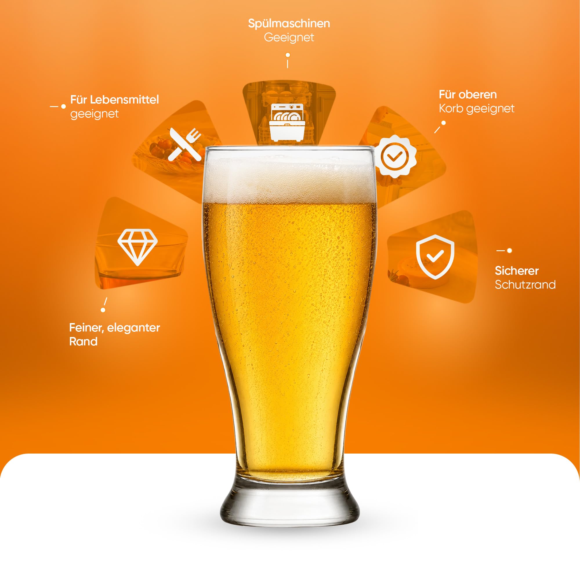 NORDIC SCHILLER Juego de 6 vasos de cerveza de pinta premium, 570 ml, 100 % sin plomo, vasos de trigo, vasos de trigo, vasos de cerveza Pilsner
