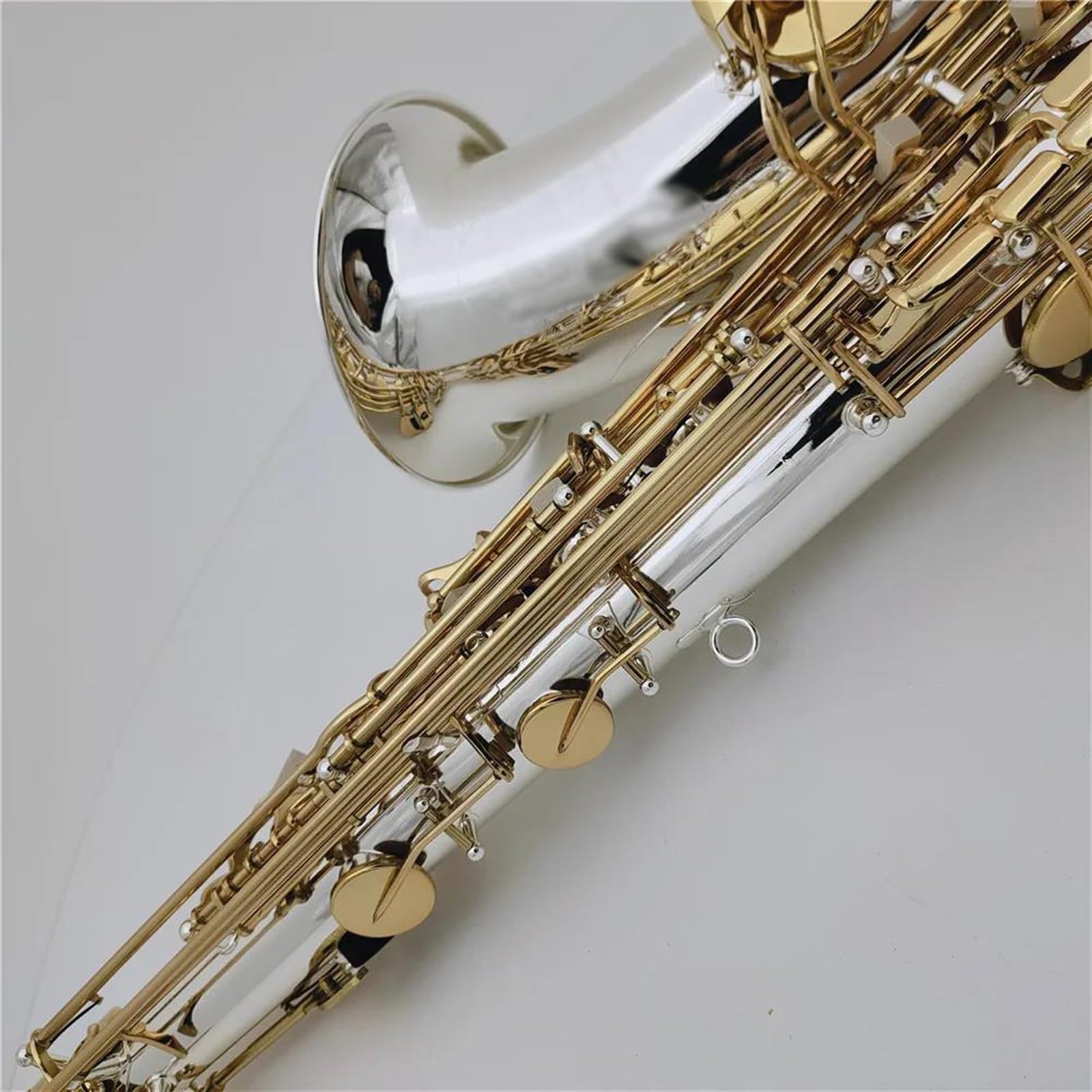 Saksofon Saksofon Tenorowy Bb Tune Posrebrzane Mosiężne Klawisze Instrumenty Dęte Drewniane Z Akcesoriami Do Futerału Na Ustnik (Color : High-end bag)