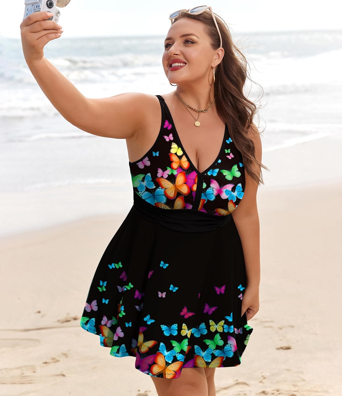 Arolina Women's Plus Size Tankini Swimsuits Two Piece Tummy Control Swim Dress Hide Belly Bathing Suits with Boyshorts