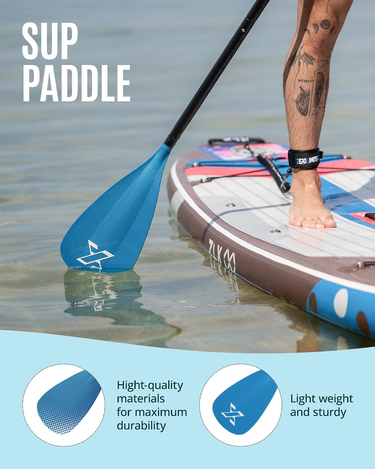 ZLX Paddle Board Paddle, 3 or 4 Piece Adjustable SUP Paddle, Detachable Floating Kayak Paddles, Lightweight Oar with Premium Durable Fiber Blade, for Paddleboard, Surfing, Water Sports Enjoyment