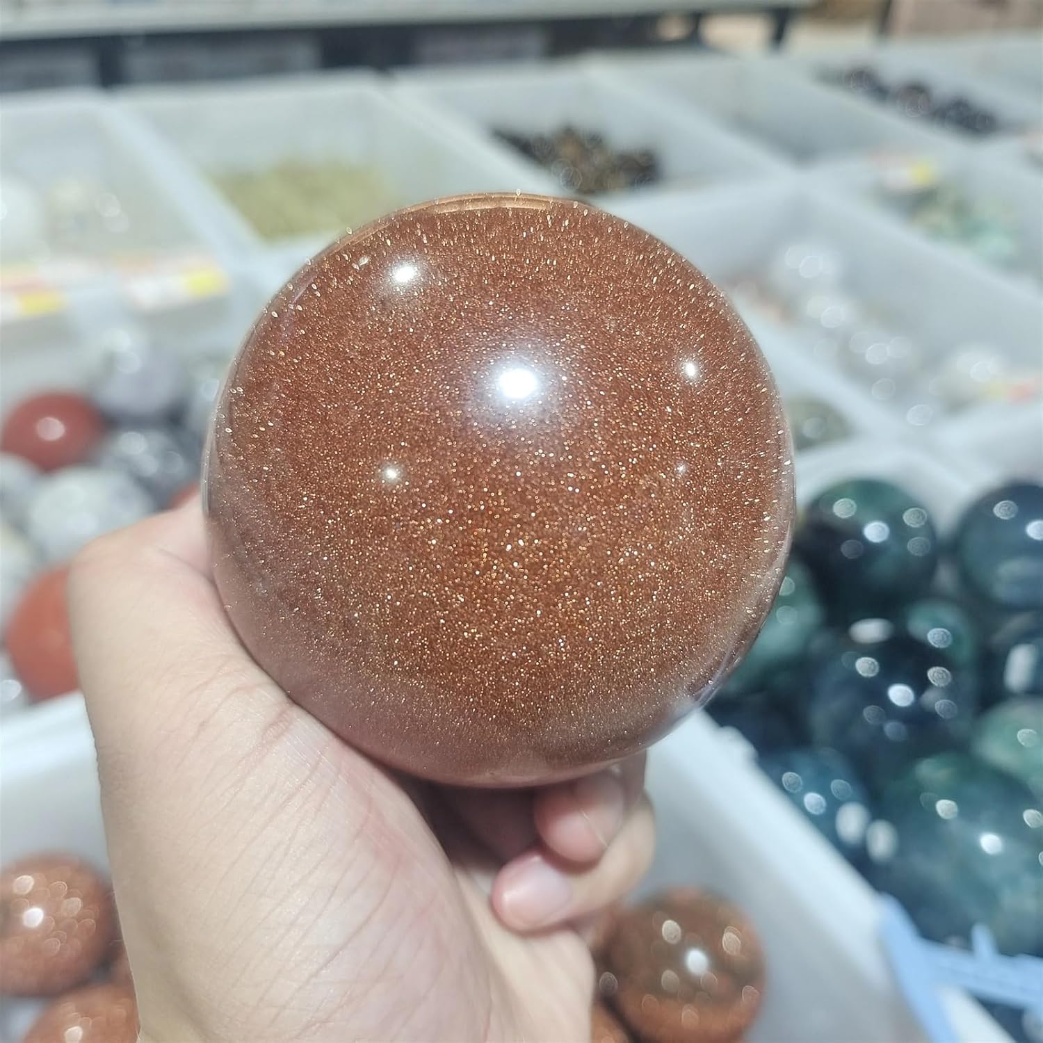 Gold Sand Ball Quartz Crystal Ball Carving Crafts Home Decoration Ornaments (Size : 61-70mm)