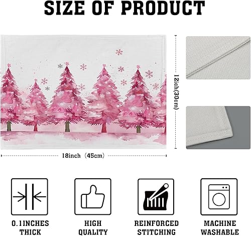 Miniatura 4 de Juego de 4 manteles individuales florales y azules morados  Juego de 4 manteles individuales de flores de color azul marino, primavera y verano,