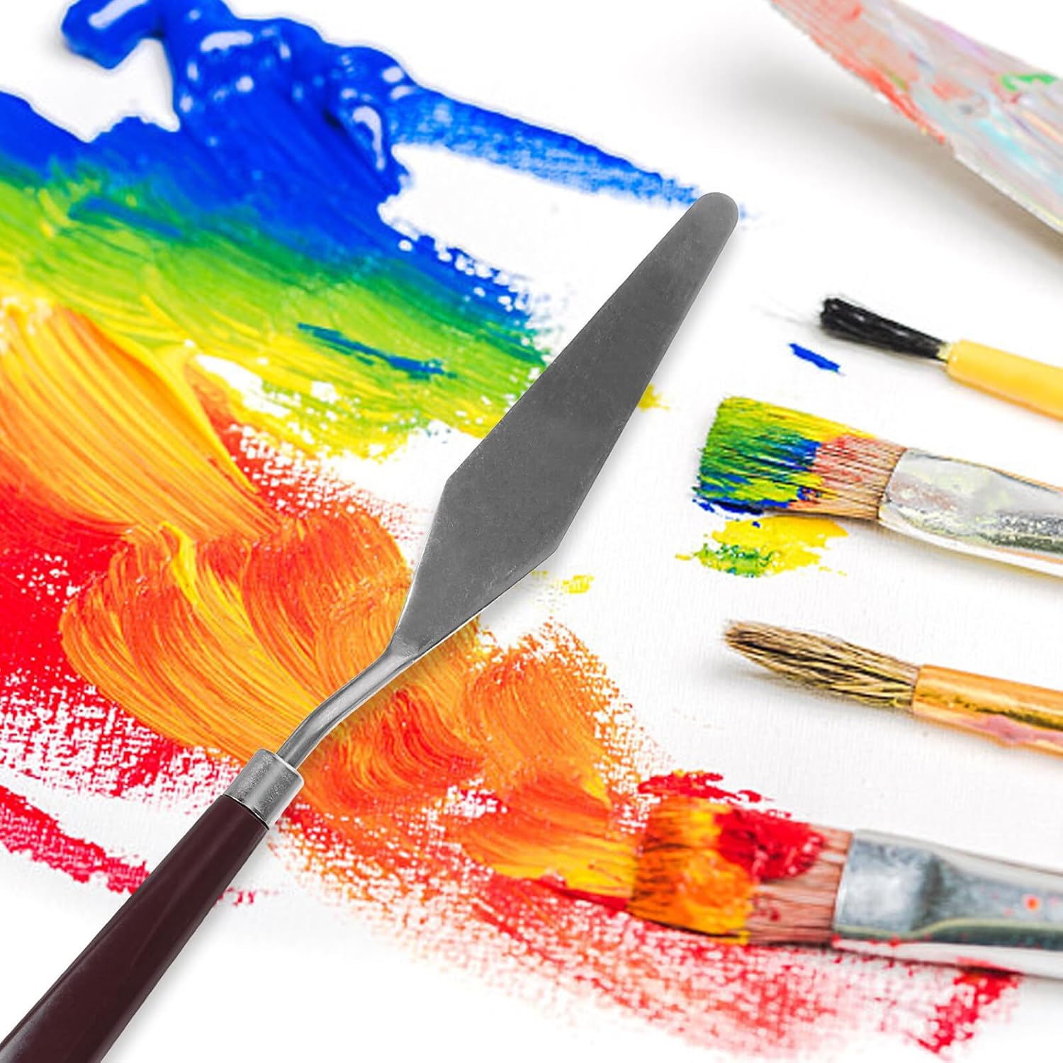 jojofuny 5pcs Oil Painting Scraper Stainless Steel Palette Knives for Canvas Art Mixing and Scraping Lightweight Portable Drawing Spatulas for Ceramics Pottery Painting