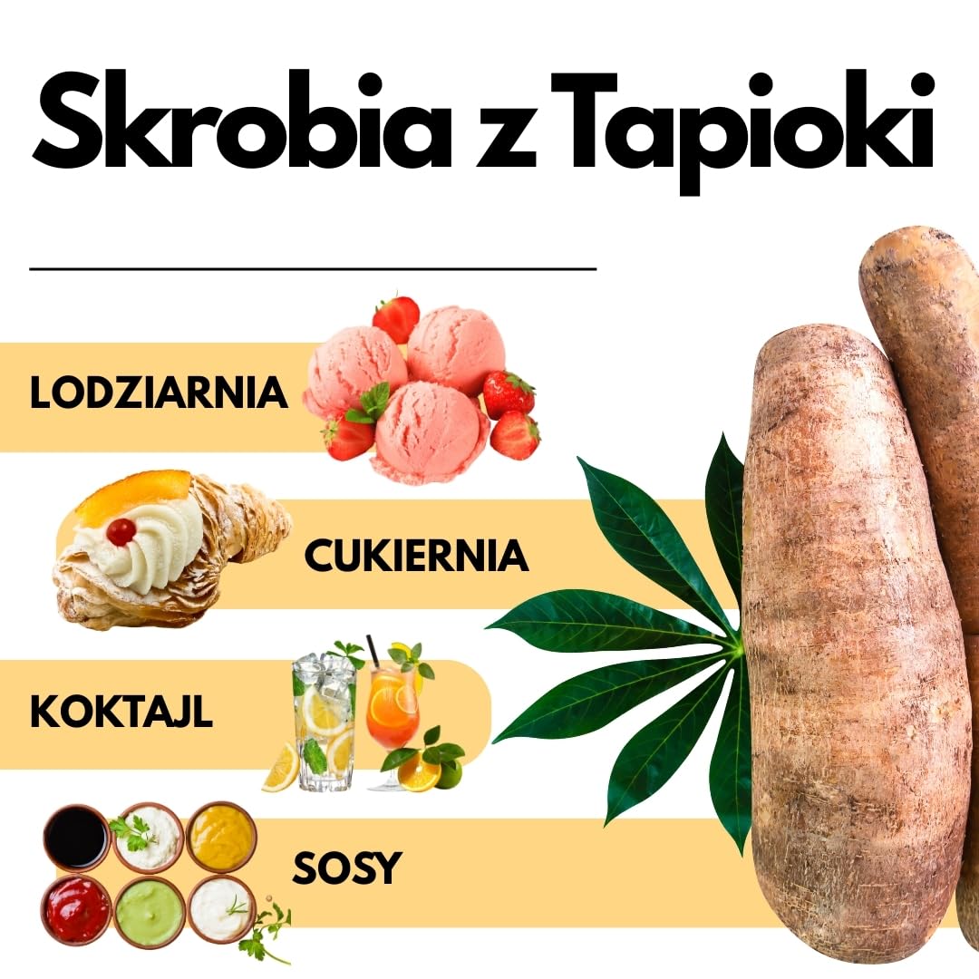 SaporePuro Skrobia Tapiokowa 500 g – Bez Glutenu – Naturalny Zagęstnik do Kremów, Sosów, Deserów i Potraw