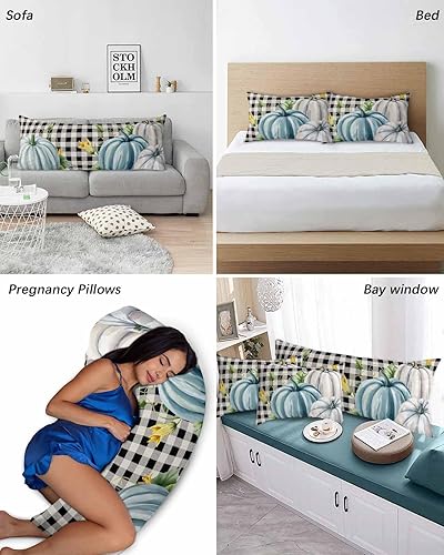Miniatura 4 de Funda de almohada corporal de Acción de Gracias, fundas de almohada suaves decorativas para sofá largo y lumbar, funda de cojín con cierre de sobre,