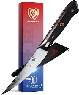 Dalstrong Fillet Knife - 6 inch - Shogun Series ELITE - Damascus - AUS-10V Japanese Super Steel - Boning Knife - Meat Cutting, Carving, Bone, Trimming, Deboning - Black G10 Handle - Sheath Included