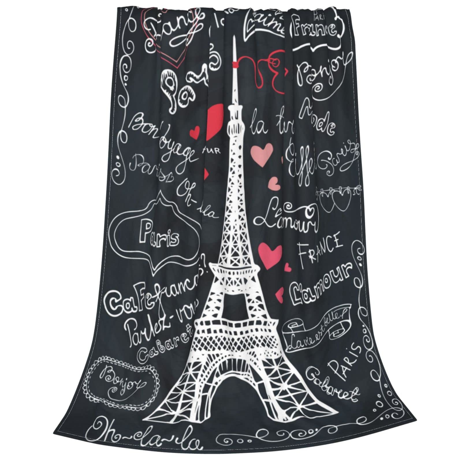 Paris Tower narzuta koc pluszowy koc polarowy miękki przytulny ciepły lekki koc na sofę kanapę łóżko 202 cm x 152 cm