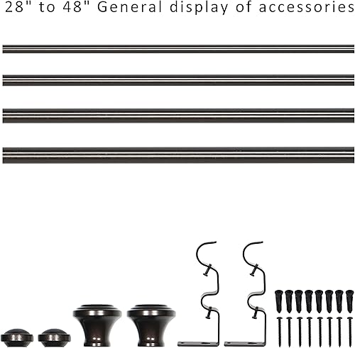 Miniatura 2 de Barra de cortina doble de 1 pulgada con remates de trompeta (bronce aceitado, 28-48 pulgadas)