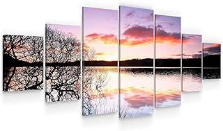 Startonight Grande Quadro su Tela sul Lago, Stampe Incorniciato e Pronta da Appendere Design Moderno Arredamento Arte Fotografia Formato XXL Multipannello di 7 Parti 100 x 240 CM