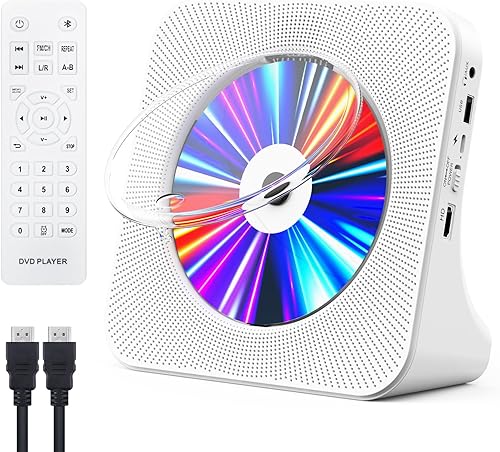 Miniatura 1 de Gueray Reproductor de DVD para TV, reproductor de CD para el hogar con altavoces Bluetooth, compatible con pantalla de control remoto, radio FM con