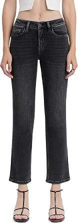 Flying Monkey Womens High Rise Ankle Straight Jeans