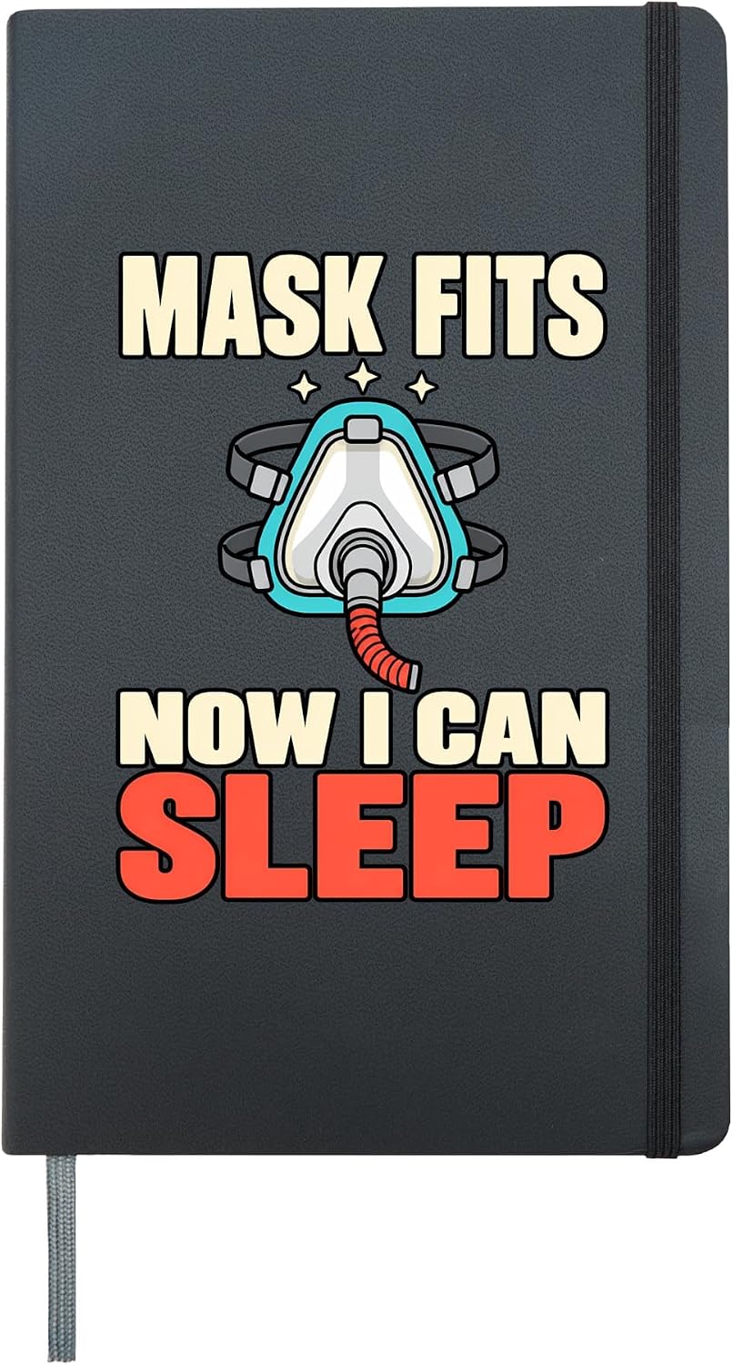 CPAP User Sleep Apnea Funny CPAP Mask Gift Hardcover Journal, Black