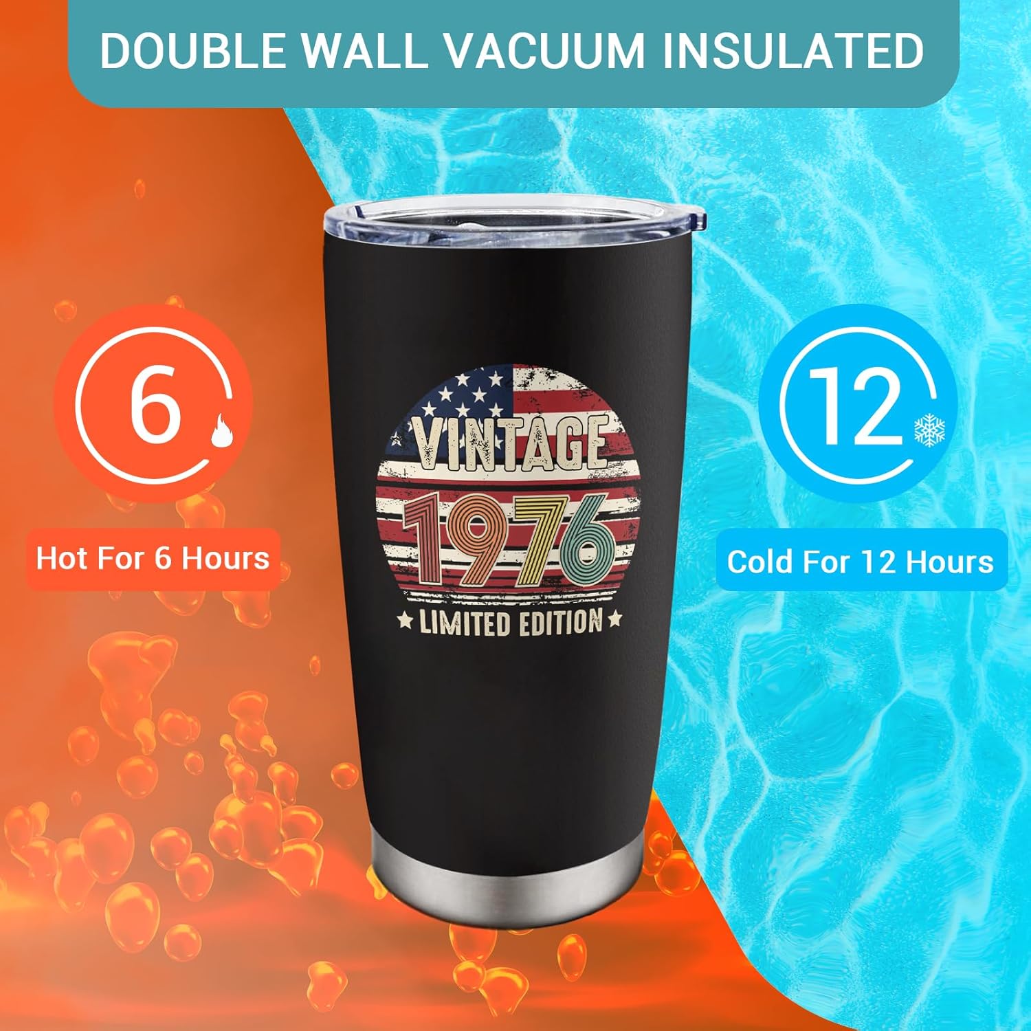 50th Birthday Gifts for Women Men - Vintage 1976 Tumbler 20 Oz - 50th Birthday Decorations for Him Her - 50 Year Old Gifts for Mom, Dad, Wife, Husband - Image 5