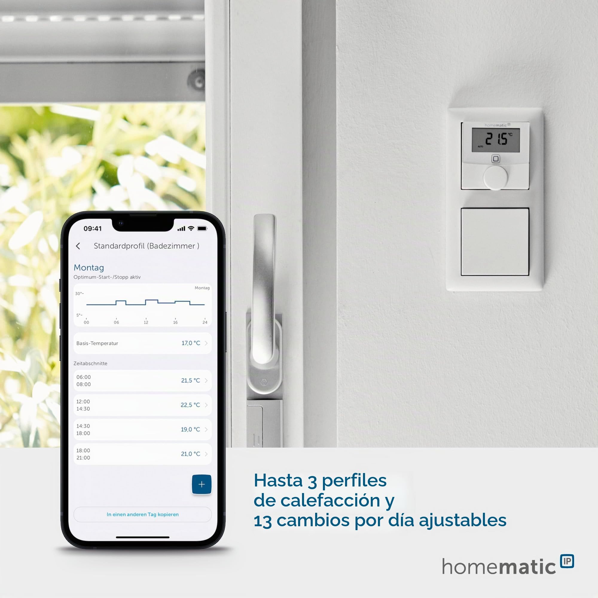Homematic IP HmIP-BWTH RF Blanco termoestato - Termostato (RF, Blanco, IP20, 130 m, LCD, 230 V)