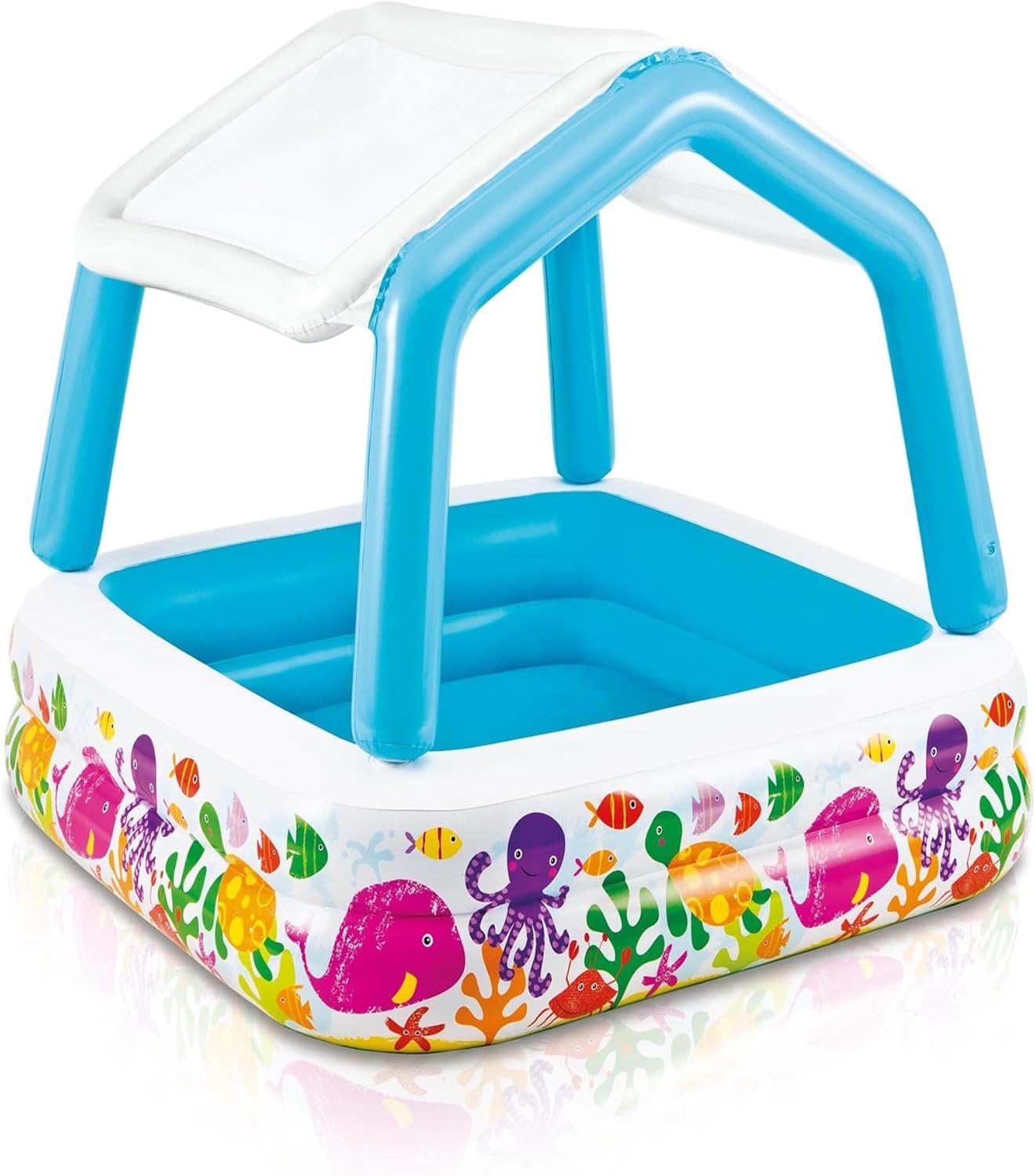 Intex Ocean Scene Kiddie Pool with Shade Canopy & Ocean Play Kiddie Pool & Games