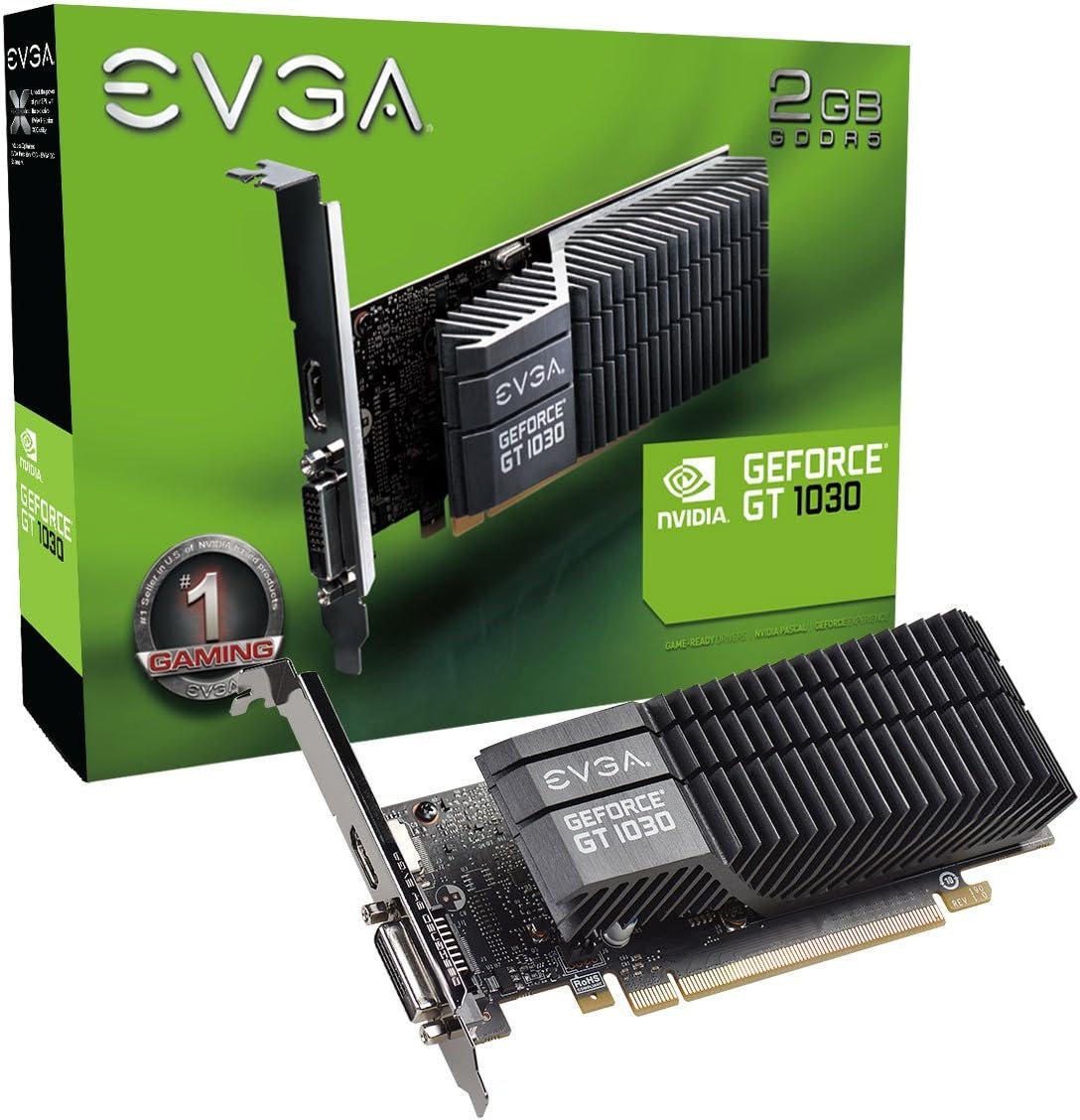 Tarjeta gráfica EVGA GeForce GT 1030 SC GDDR5 pasiva de perfil