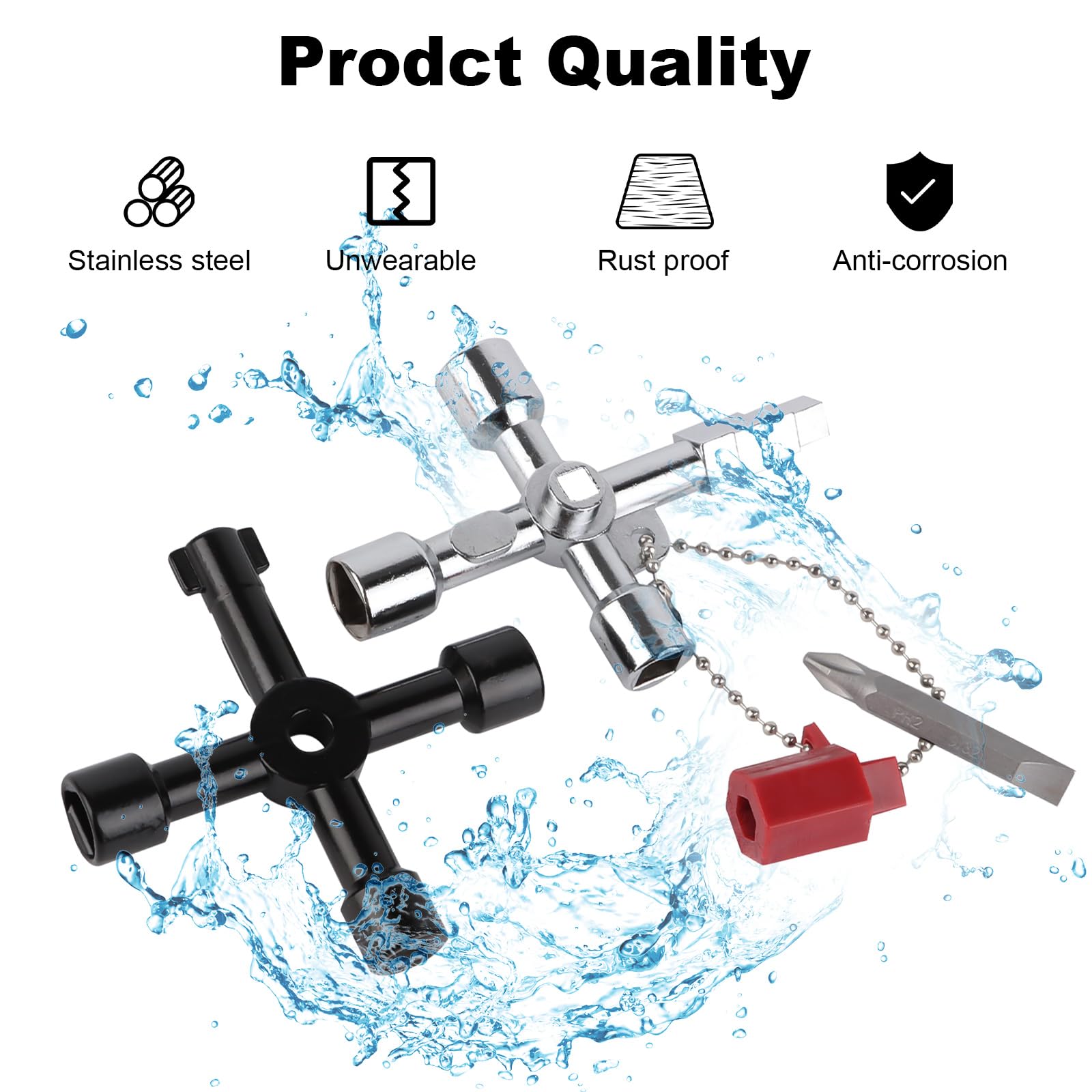 KEQAR Clé Multifonctionnelle 4-en-1, Clé Triangle Et Carré Pour