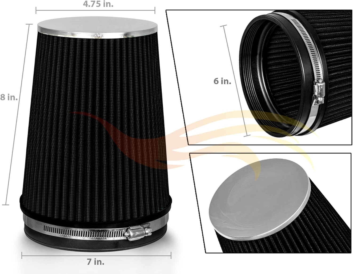 RSG Heat Shield Air Intake Kit with BLACK Filter For 1999-2006 GMC/Chevy/Sierra/Chevy/HD V8 4.8L/5.3L/6.0L Silverado 1500/2500/3500