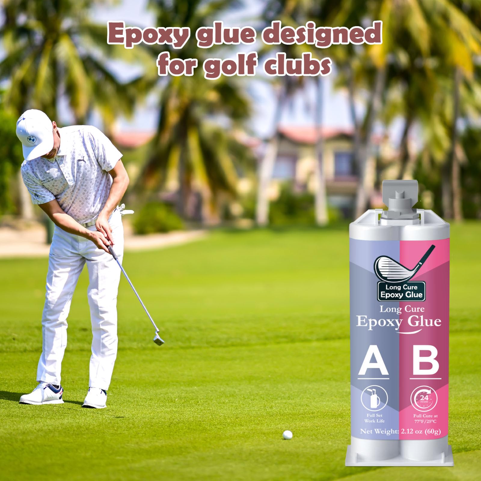 Quick Golf Club epossidica 59,8 g, asciugatura rapida, trasparente durevole epossidico, albero da golf epossidico utilizzato per riparare tutte le mazze da golf, teste di golf, driver,