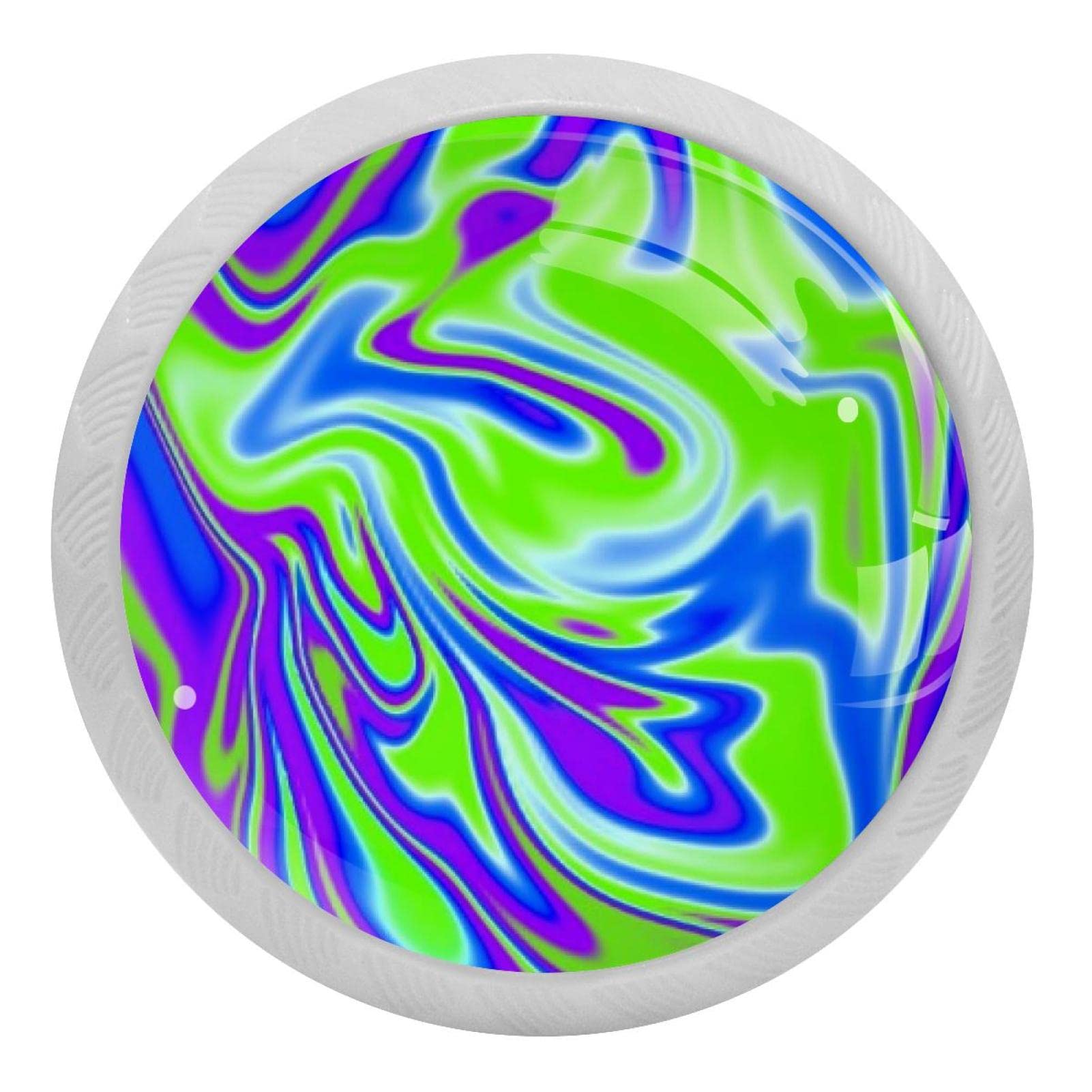 Poignées de tiroir de commode rondes fluorescentes en verre dégradé x4