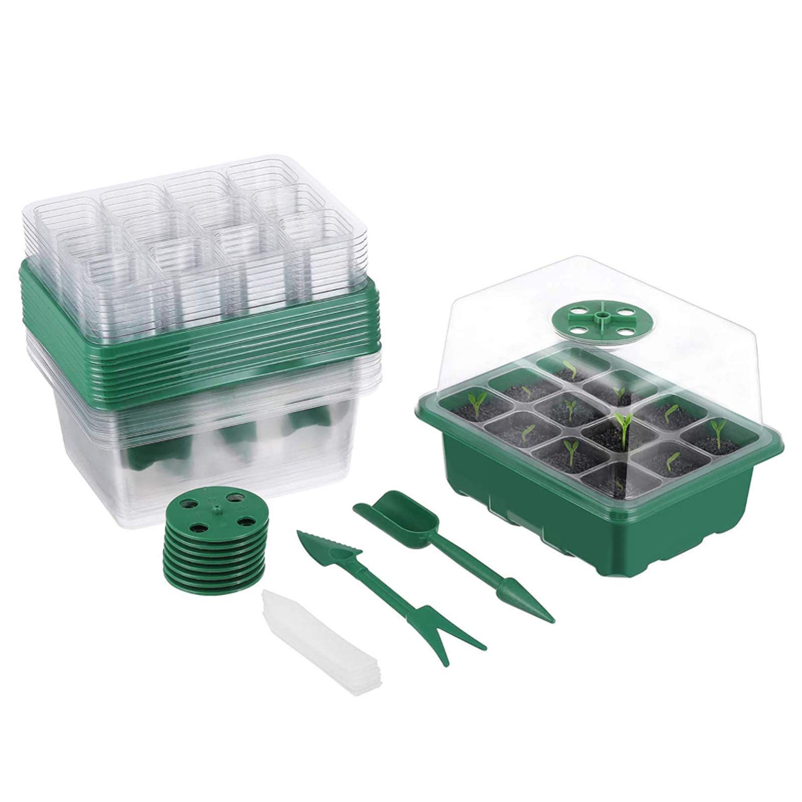 9 Pack 108-Cell Seed Starter Tray Kit, Humidity Adjustable Plant Starter Kit with Dome And Base Greenhouse Grow Trays for Seeds Growing Starting