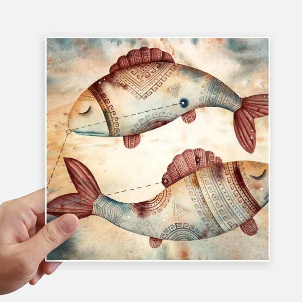 Autocollant Mars Poissons constellation zodiaque carré 20 cm pour customiser un ordinateur