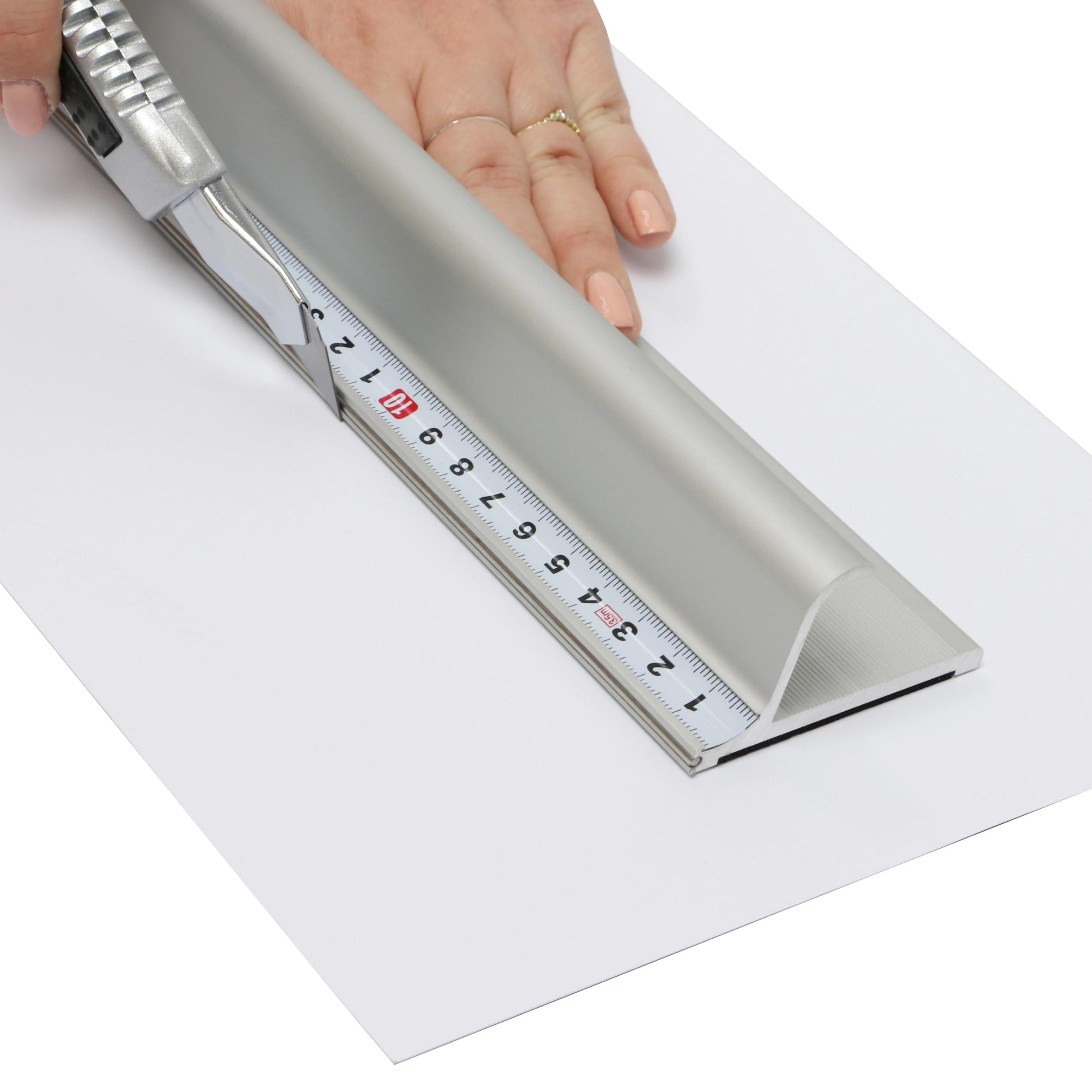 SPRINTIS Schneidelineal 55 cm, Aluminium, Sicherheitslineal mit Fingerschutz, Stahlkante und Anti-Rutsch-Beschichtung für präzise Schnitte