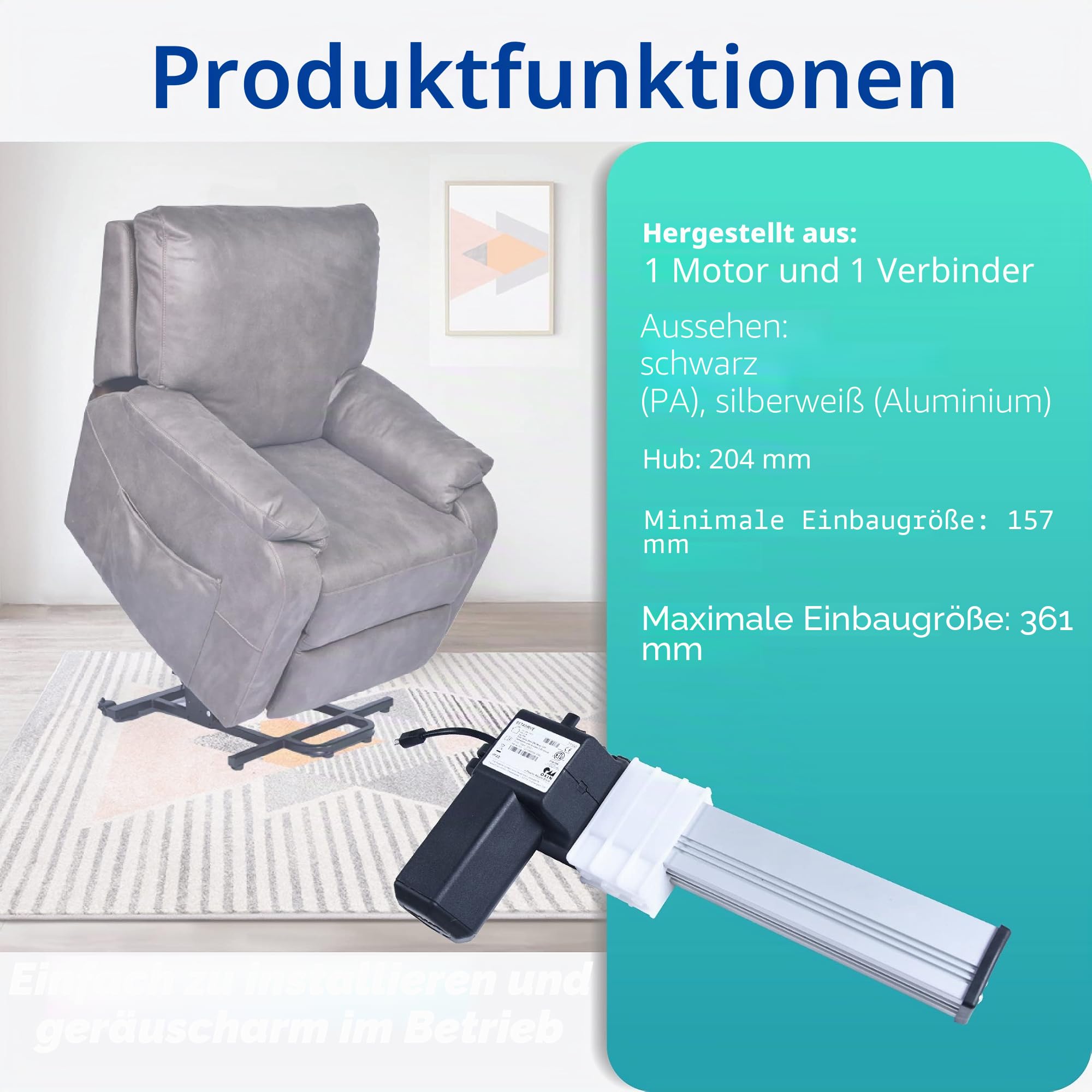 Okin Betadrive Motor Modell D.77390 für Power Recliner Bett Motor Stellantrieb Ersatz Elektrischer Hebestuhl Sofa Teil Ersatz für JLDQ.1.156.204, JLDQ.11.156.204