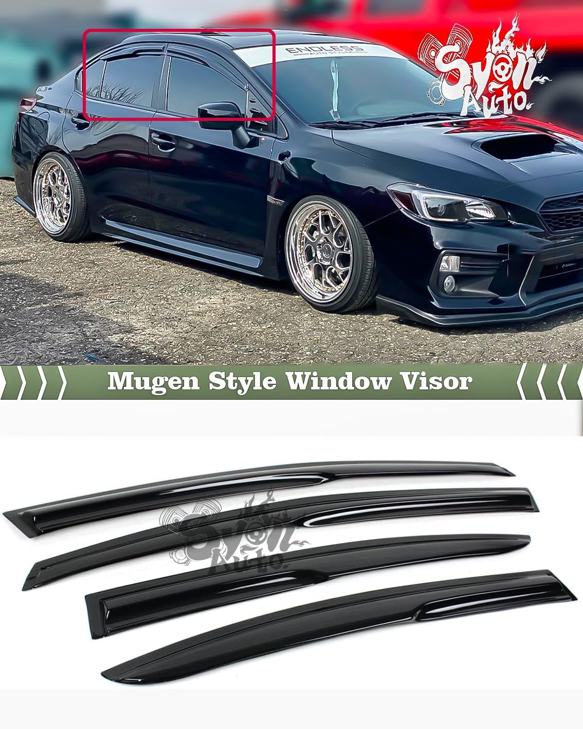 FITS 2015-2020 Subaru WRX STI Sedan JDM 3D Mugen Style Window Visor RAIN Guard