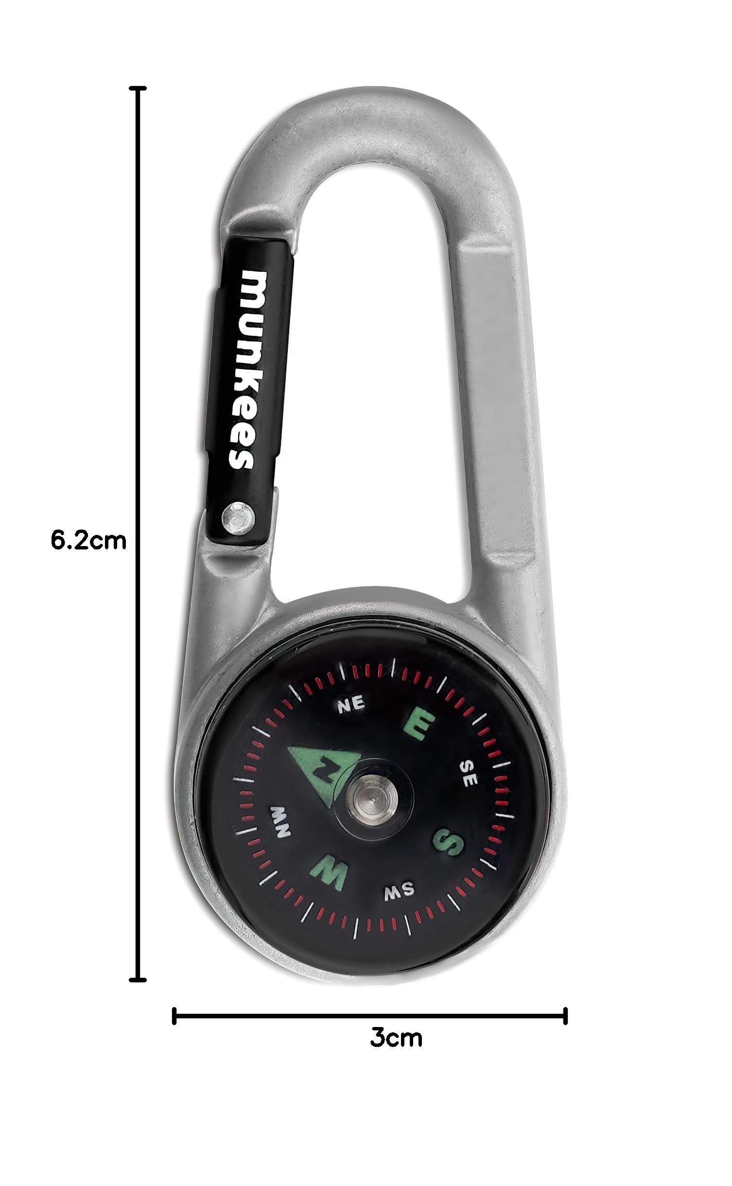 EAJORN Mousqueton de camping boussole et thermomètre, outil de navigation en plein air, porte-clés pour randonnée, camping, outil de survie