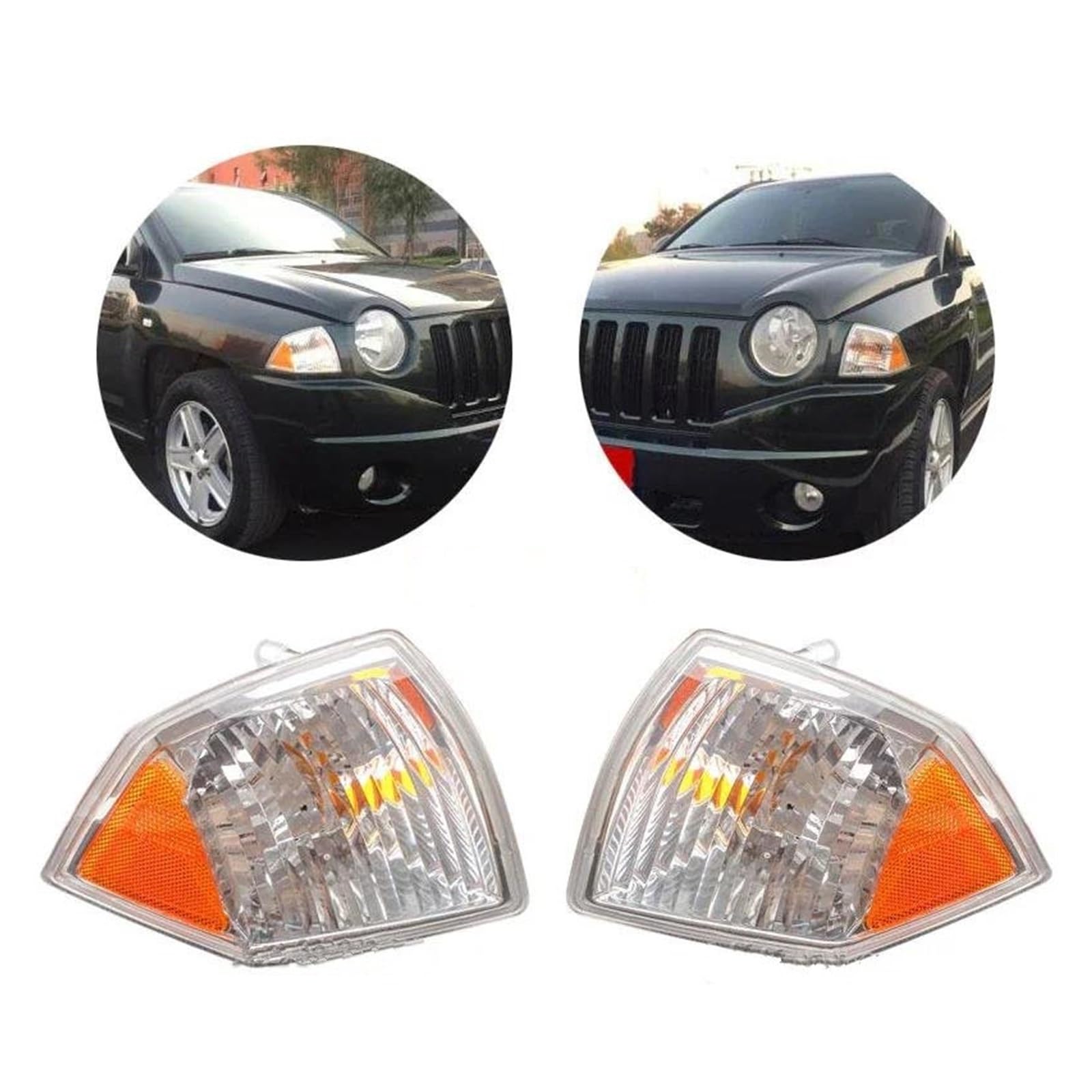 Faro Anteriore Per Jeep Per Compass 2007-2010 Luce D'angolo Faro Fari Lampada D'angolo Indicatore Direzione Indicatore Laterale Luce Parcheggio Luce Svolta Fari(Left side)