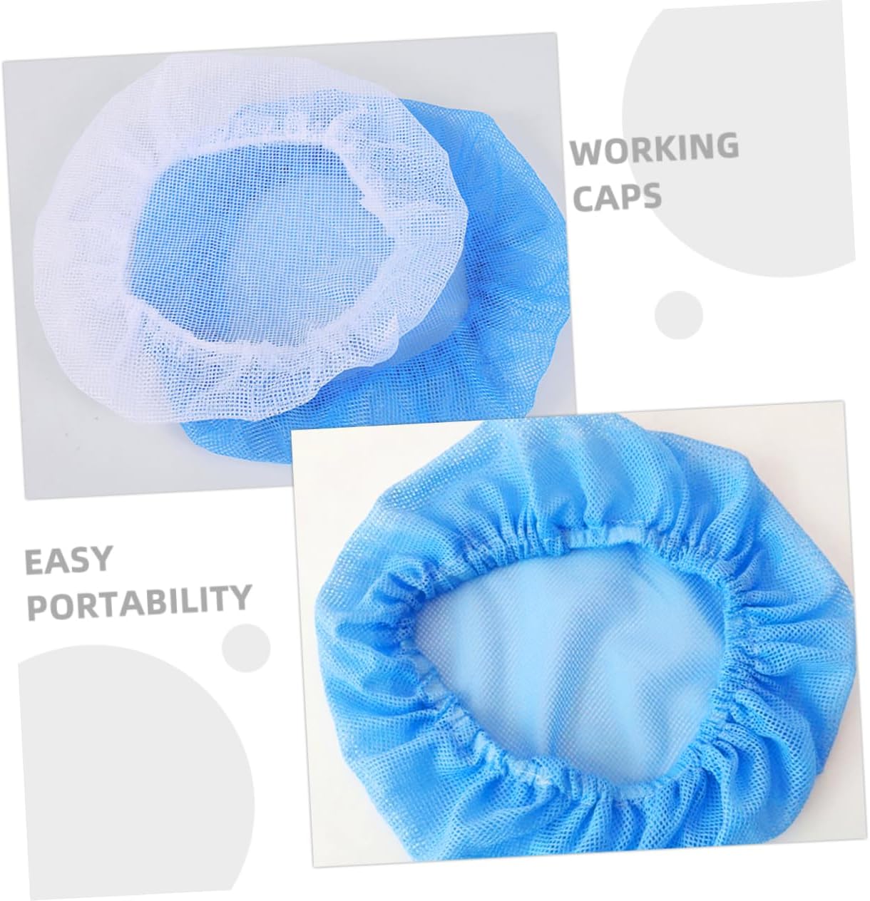 8pcs Disposable Chef Caps Antistatic Breathable Mesh Hair Nets for Food Service Unisex Dustproof Head Cover Blue White