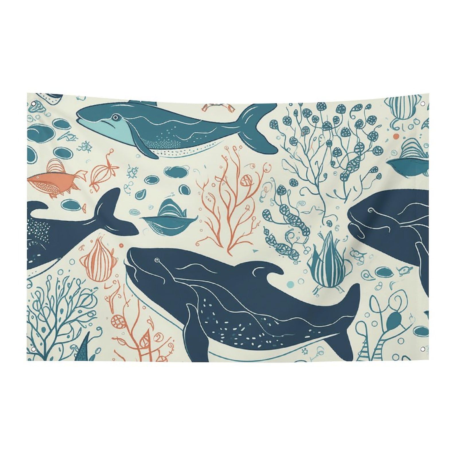 Drapeau baleine sous-marine en polyester robuste contre déchirure - 8
