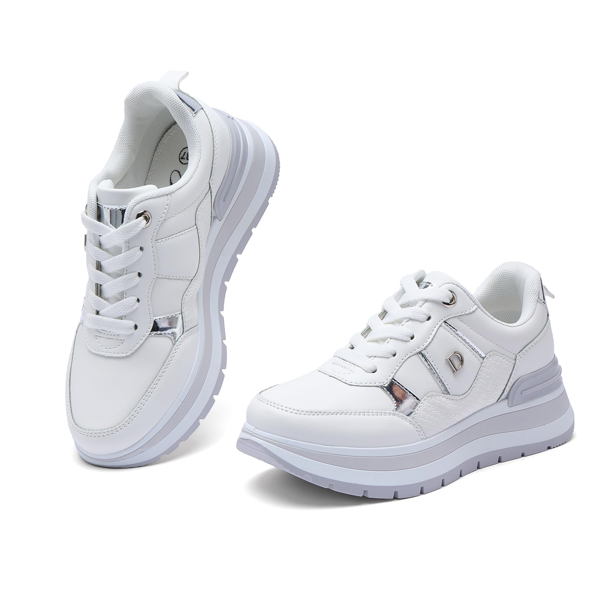 JOMIX Zapatillas Casual Mujer Cuña Deportivas Running de Deporte con Cordones para Talla 36-41 EU