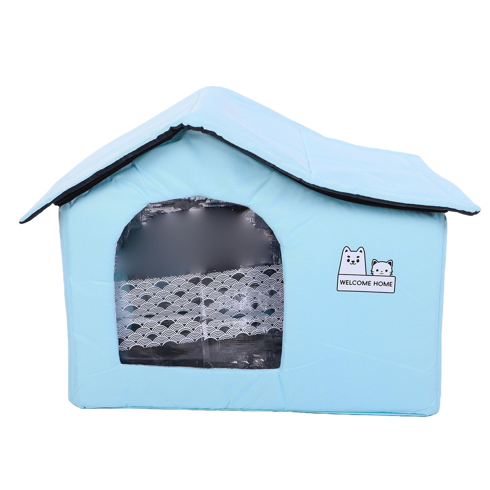 SIXRUN Casa para Gatos con Aire Acondicionado y 0 a 8 Bolsas de Hielo Cama de Enfriamiento para Mascotas con Aislamiento Térmico 360 en Tela Oxford y Papel de Aluminio para Perros Gatos Grandes, (M)