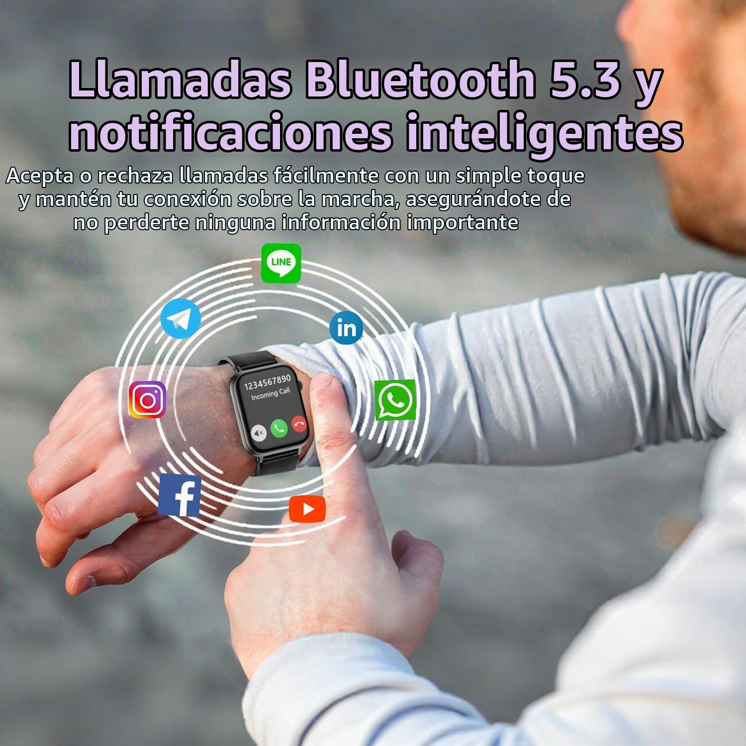 Reloj Inteligente Hombre con Bluetooth Llamada y Recibir Whatsapp, 1,85" Smartwatch Mujer con 113+ Modos Deportes, Monitor de Ritmo Cardíaco y Sueño Pulsera Actividad, Impermeable IP68, Negro