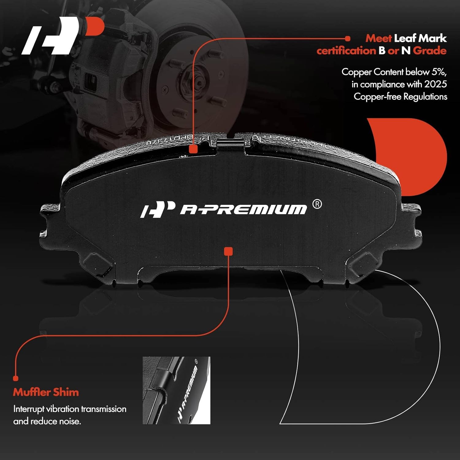 A-Premium 11.65 inch (295.8mm) Front Drilled and Slotted Disc Brake Rotors + Ceramic Pads Kit Compatible with Nissan Models - Rogue 2014 2015 2016 2017, 6-PC Set