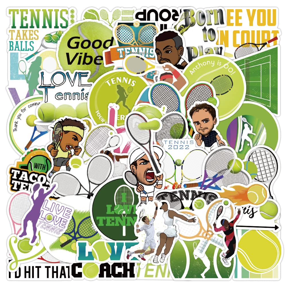 Buy 50 Pcs Vinyl Tennis Stickers Waterproof Tennis Player Tennis Star