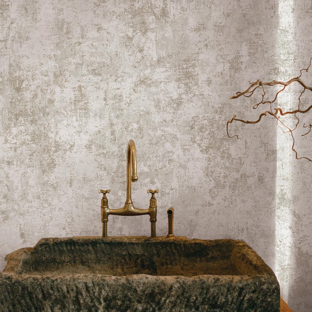 Tempaper Metallic Pearl Distressed Gold Leaf Removable Peel and Stick Wallpaper, 20.5 in X 16.5 ft, Made in the USA