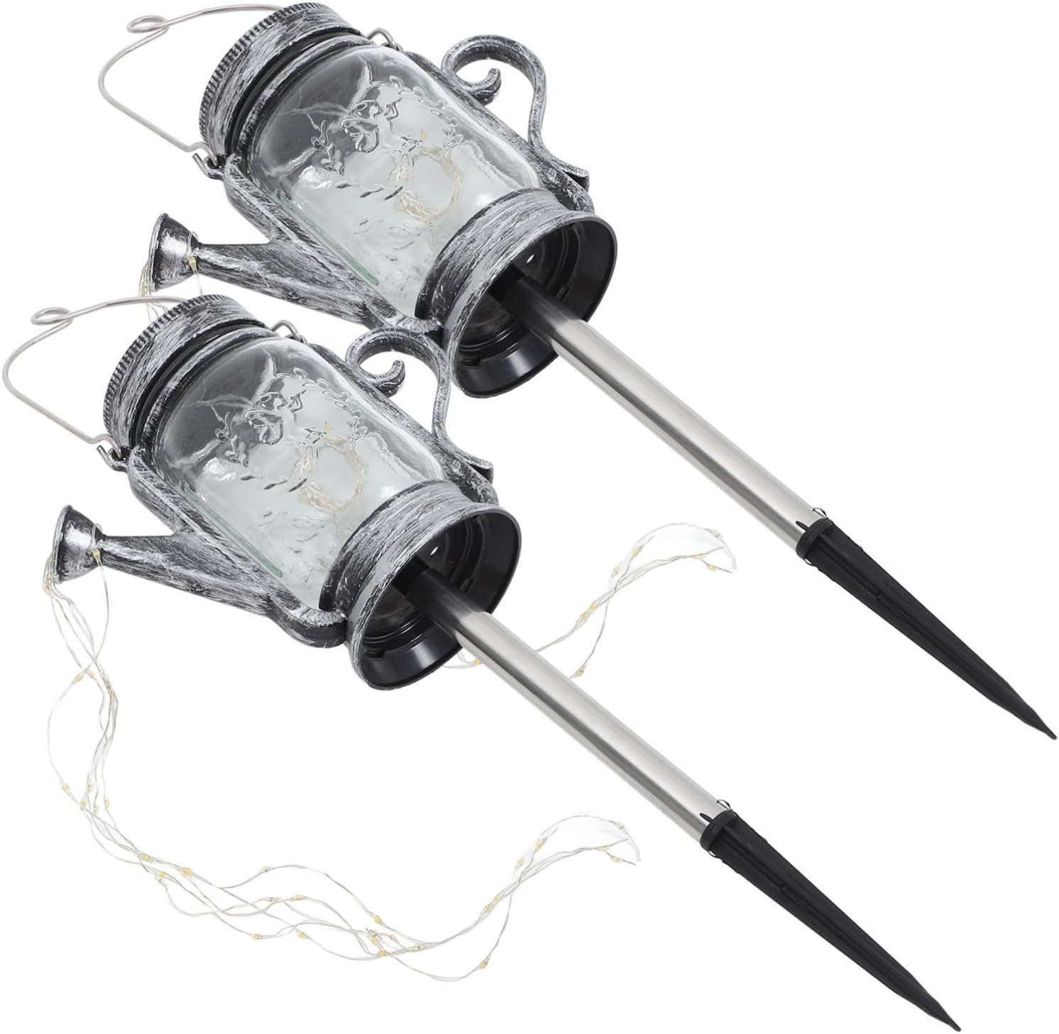 LIFKOME Elegant Jar Solar Lights 2 Pack Led Solar Jar Lanterns Waterproof for Outdoor Garden Patio Yard Decoration