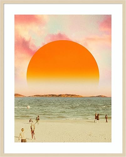 Amanti Art Lienzo decorativo para pared enmarcado de 41 x 33 pulgadas, paisaje retro de sueños II por Victoria Barnes, arte de pared de playa,