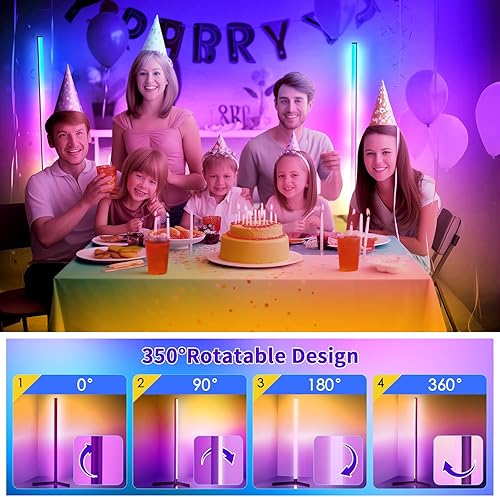 Miniatura 8 de Lámpara de pie de esquina giratoria Regulable que cambia de color, lámparas de esquina de pie LED Smart App Control Iluminación RGB lámpara de