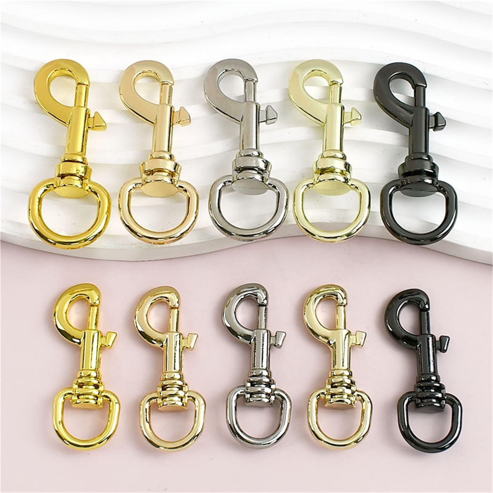 Ganchos De Metal Giratorio 5-20Pcs 11/15mm Metal Bag Strap Buckles Swivel Lobster Clasp Keychain Trigger Snap Hook Carabiner Clip DIY(LightGold-15mm,20Pcs)