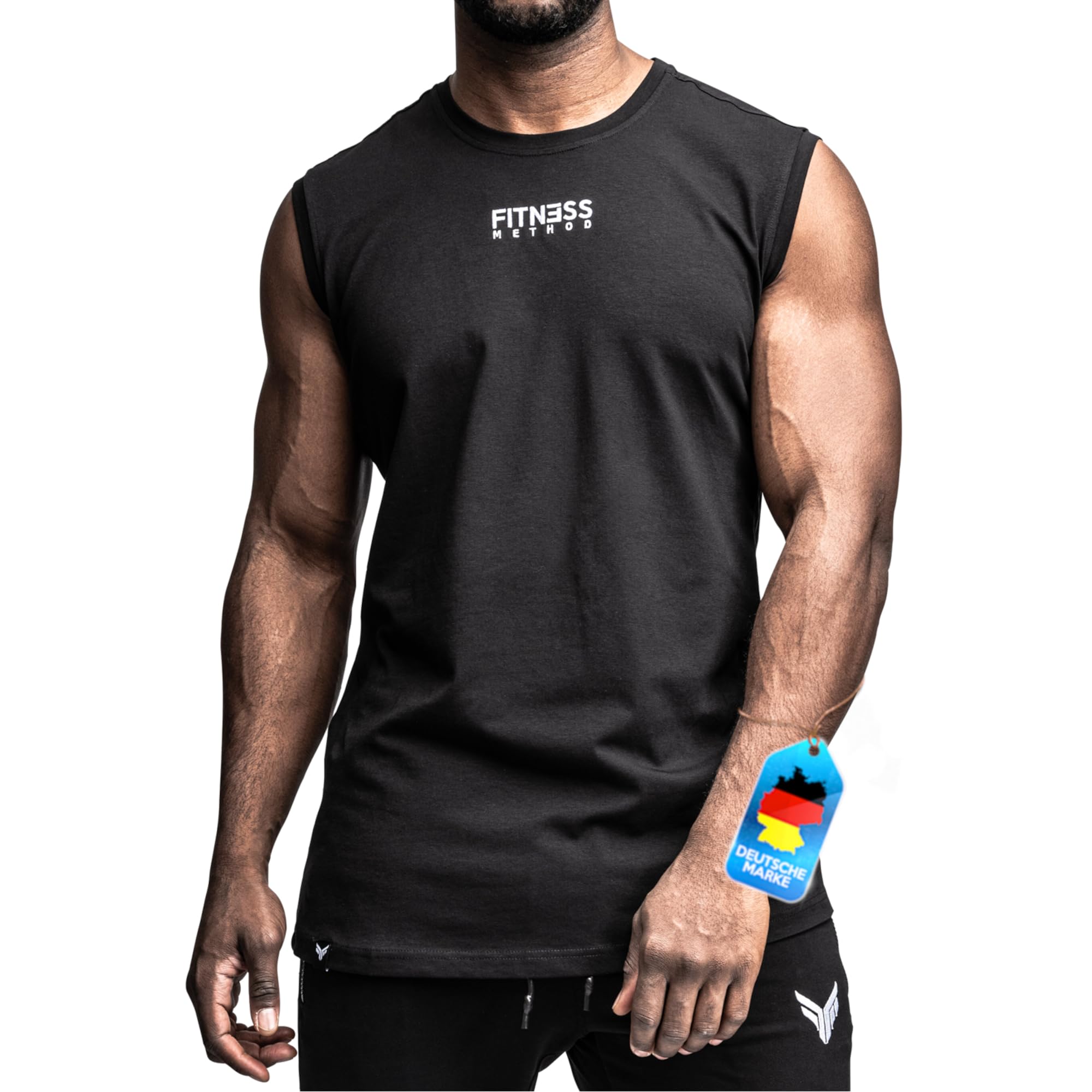 Fitness Method® Tank Top Herren, INNOVATIVES Achselshirt für Sport und Freizeit - Ärmelloses Shirt, Unterhemd,Sleeveless T-Shirt, Tanktop