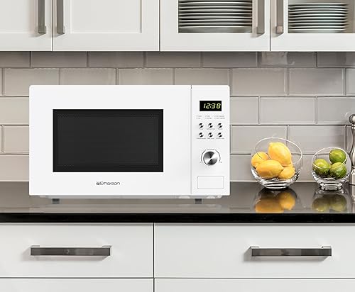 Miniatura 8 de Emerson MW1101W Horno microondas para encimera con control de botón, pantalla LED de 1000 W, 10 niveles de potencia, 6 menús automáticos, plato