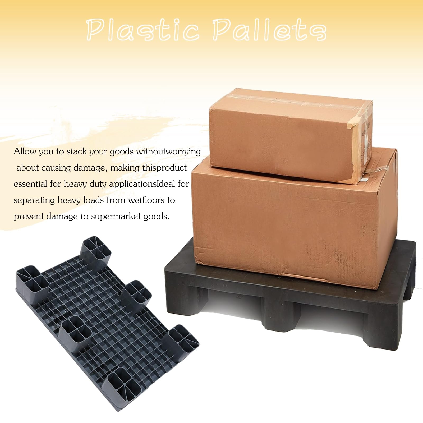 Plate-forme de stockage modulaire de palettes en plastique réutilisables robustes for sous-sol, hangar et utilisation intérieure(Gray,39.4x31.5x5.5in-5 Set)