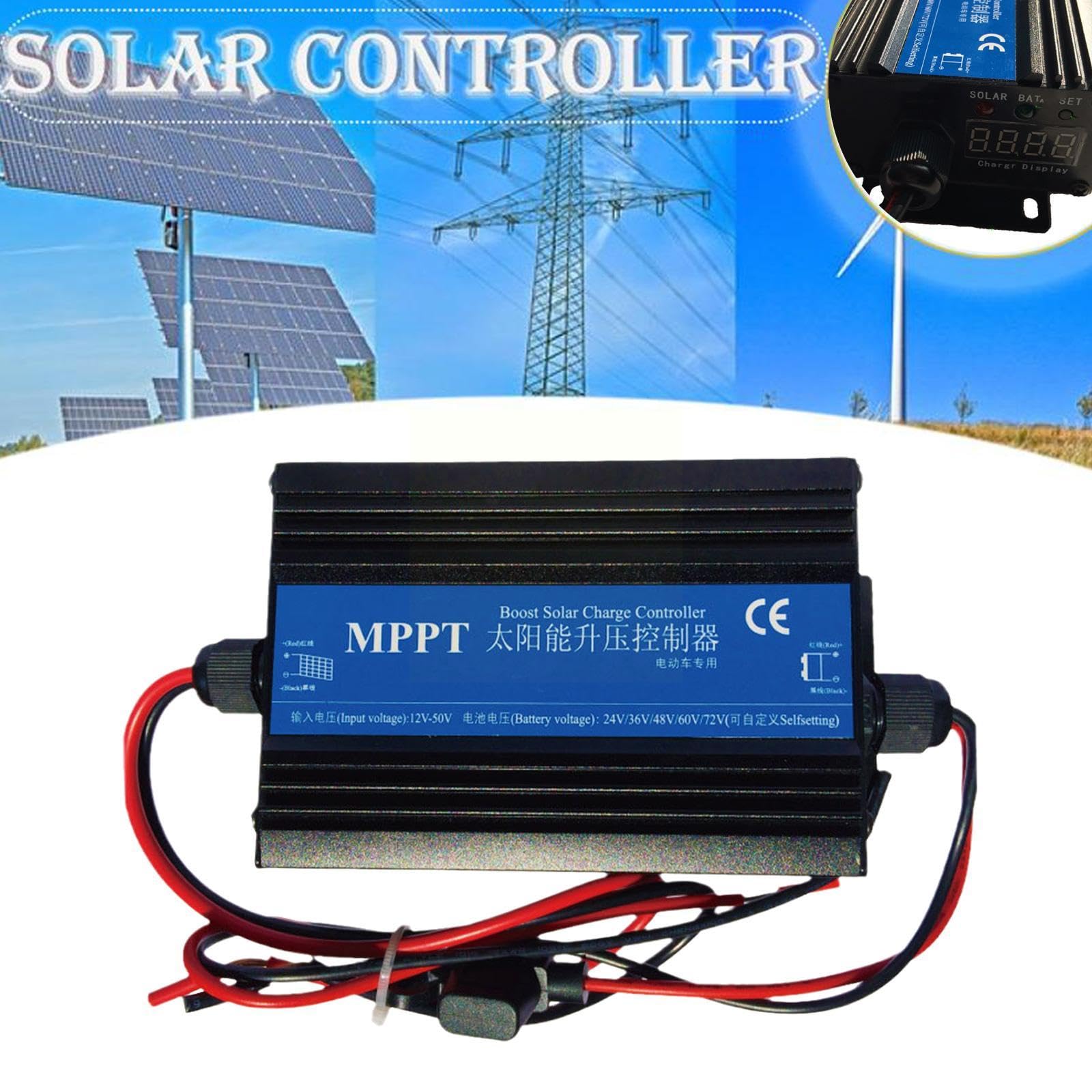 MPPT Boost Controlador de Carga Solar Cargador 300W BateríA de Coche Regulador de Voltaje de Carga Regulador de Cargador 24/36/48/60/72V