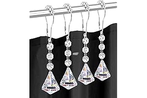 Shower Curtain Hooks Rings with Diamond Crystal Appeal